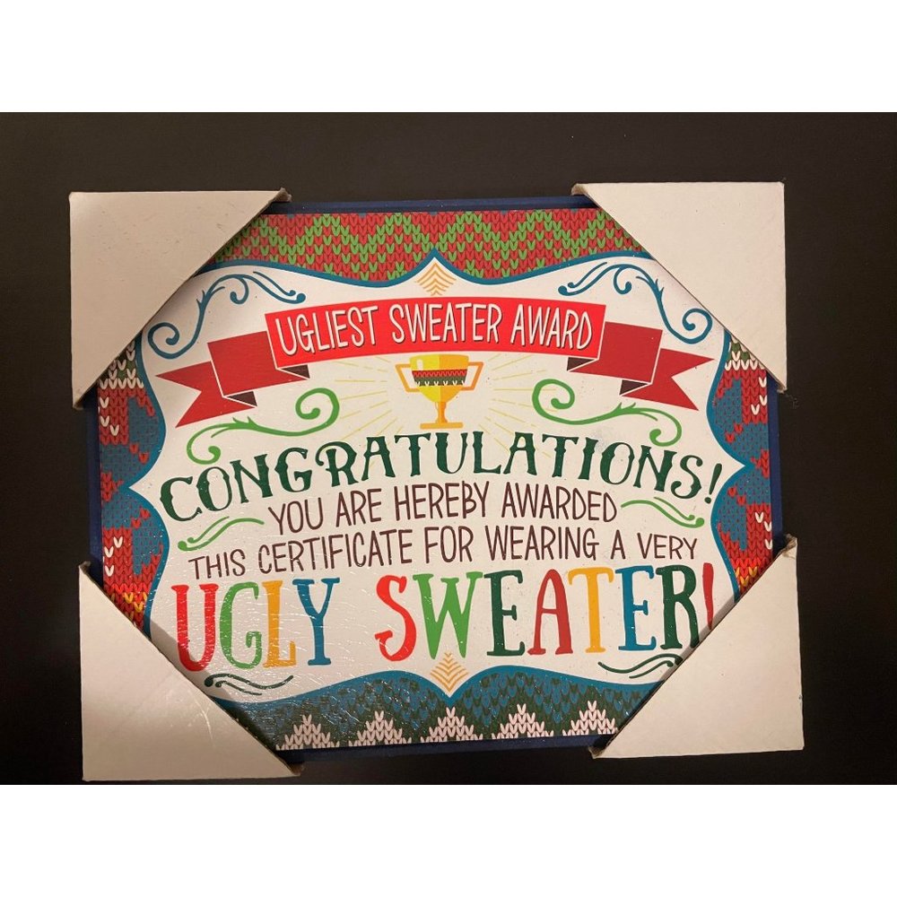 NIB- Ugly Christmas Sweater Framed Award
